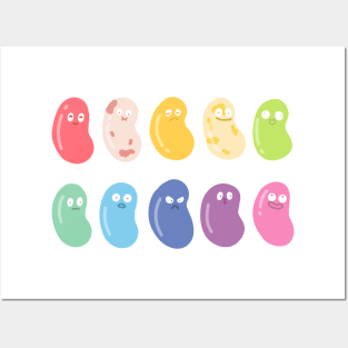 Rainbow jelly beans with funny faces Posters and Art